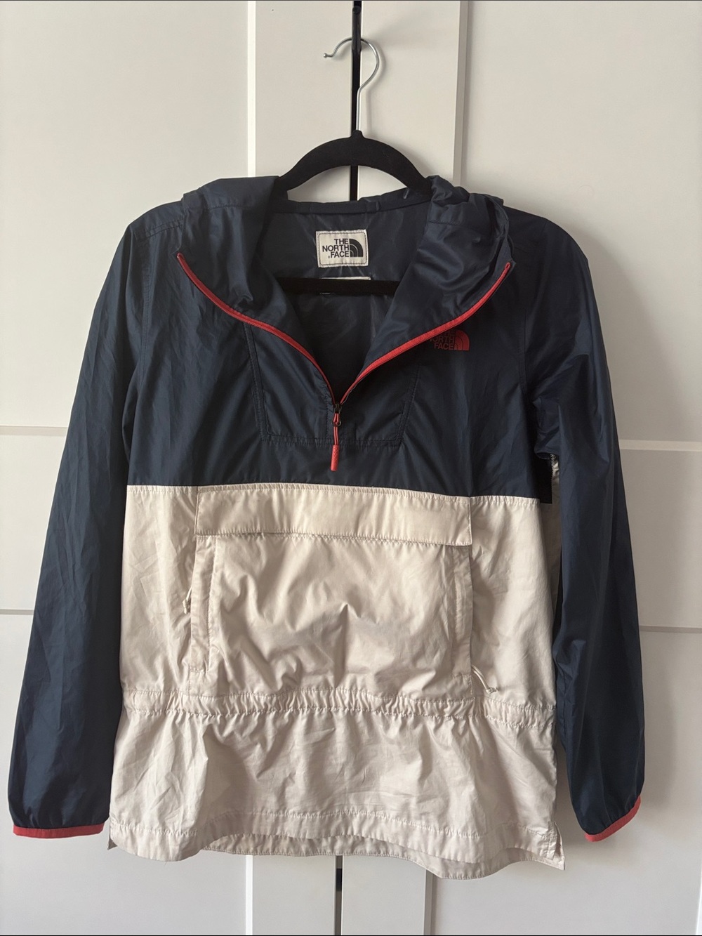 The North Face Navy and Cream Kids Packable Pullover Anorak